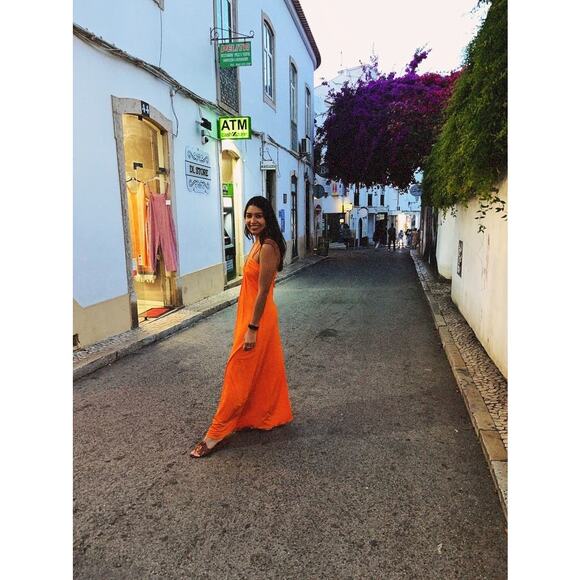 JONATHAN SIMKHAI Orange Jersey A-Line Open Tie Back V-Neck Hayes Dress sz Small - Picture 15 of 16